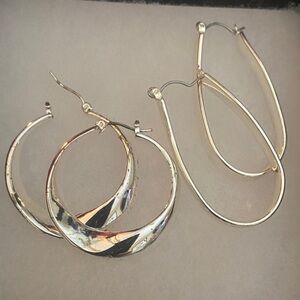 Silver Hoop Earrings Set/1-Sterling